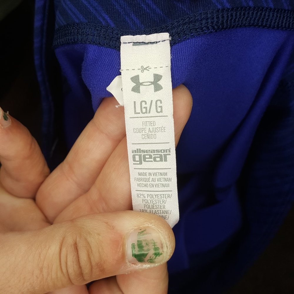Blue Patterned Athletic Capris - Picture 2 of 3